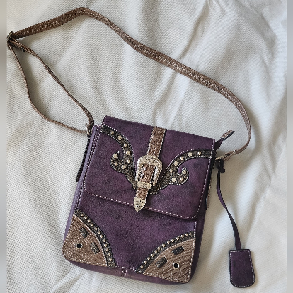 NWOT Joe's Faux Lether Purple and Brown Women's Bag
